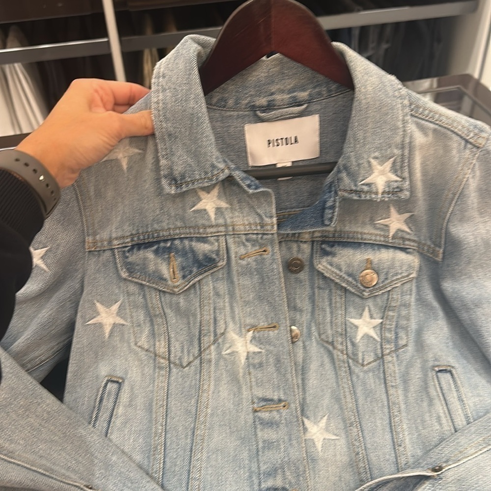 Pistola Brando Star Cut- Off Denim Jacket in Zodiac - Picture 5 of 7